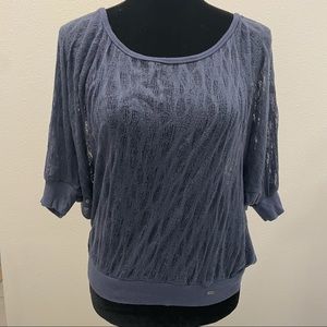 GUESS Navy Blue Quarter Sleeve Top